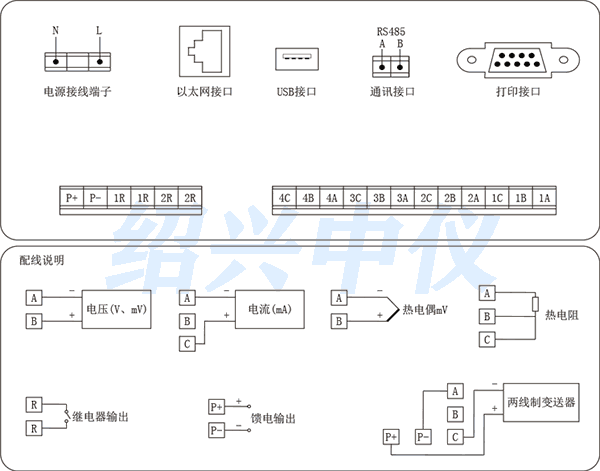四路无纸记录仪接线图 四路无纸记录仪接线图