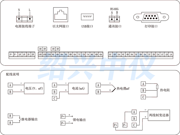 十通道无纸记录仪接线图 十通道无纸记录仪接线图