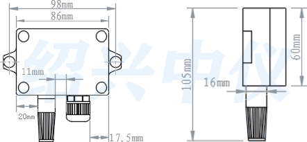 温湿度变送器安装外形说明图