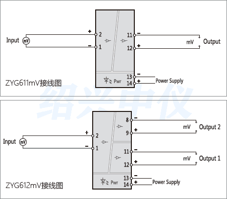 毫伏信号隔离器接线图