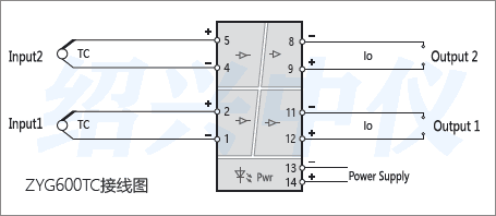 热电偶输入信号隔离器接线图